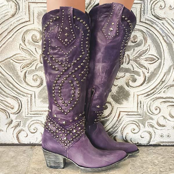 Ornella | Bottes à genoux inspirées de l'ouest pour femmes