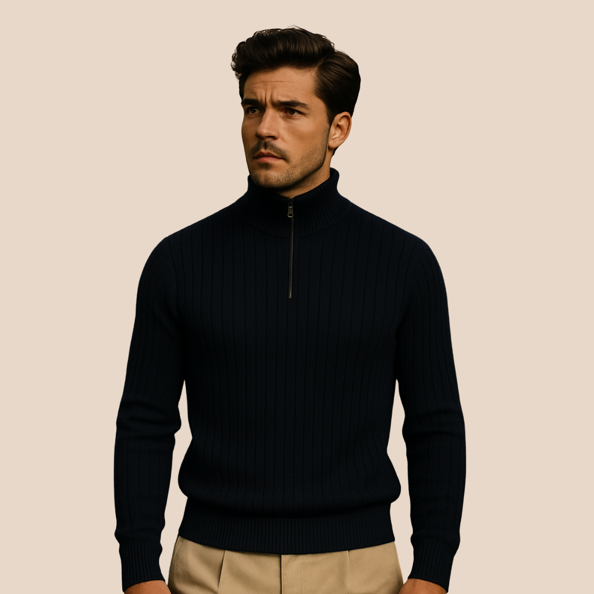 Ashtin | Pull à demi-zip côtelé pour hommes