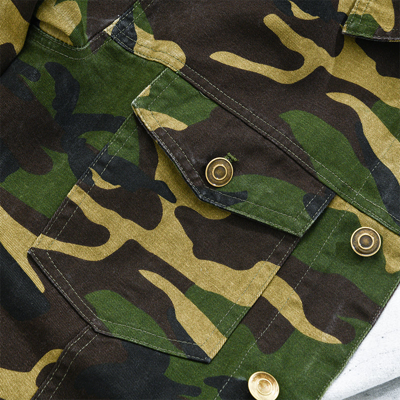 Camouflage | Veste à revers en toile rétro pour hommes