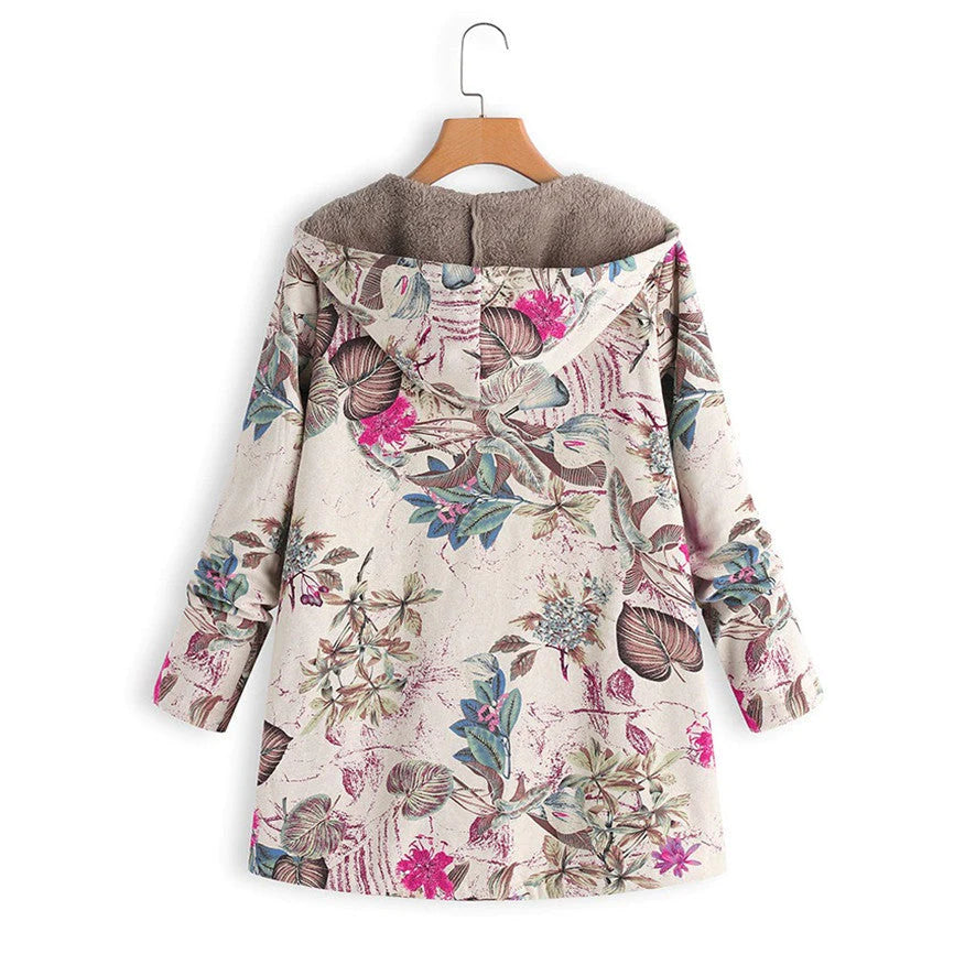 Casandra | Women’s Winter Floral Coat with Hood