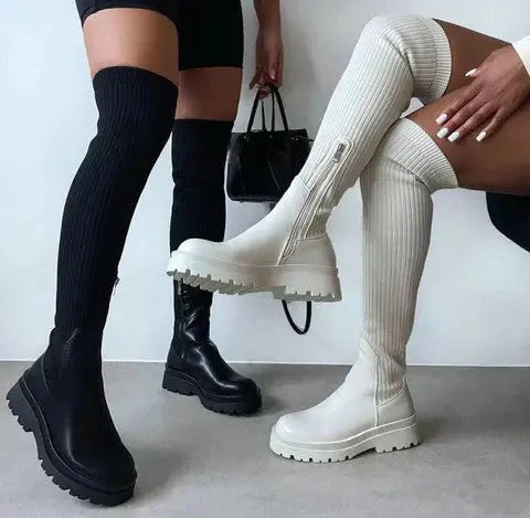 Chariza | Bottes à talons en tricot extensible pour femmes
