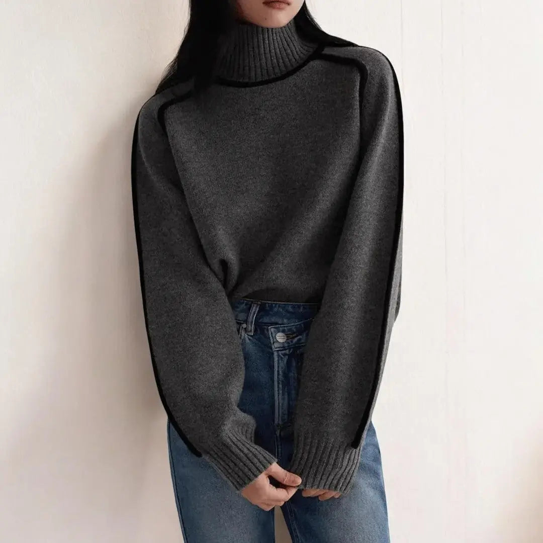Gena | Pull col roulé en tricot premium pour femme