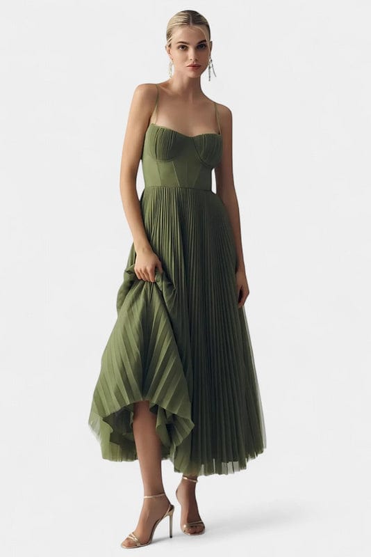 Liora | Women's Off-Shoulder Green Maxi Dress  Deloxusa