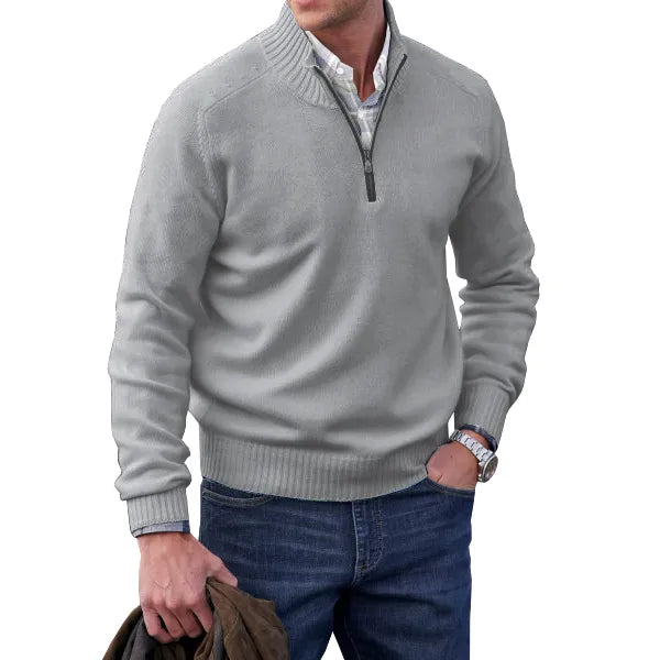 Lorence | Pull en mélange de cachemire à zip quart pour hommes