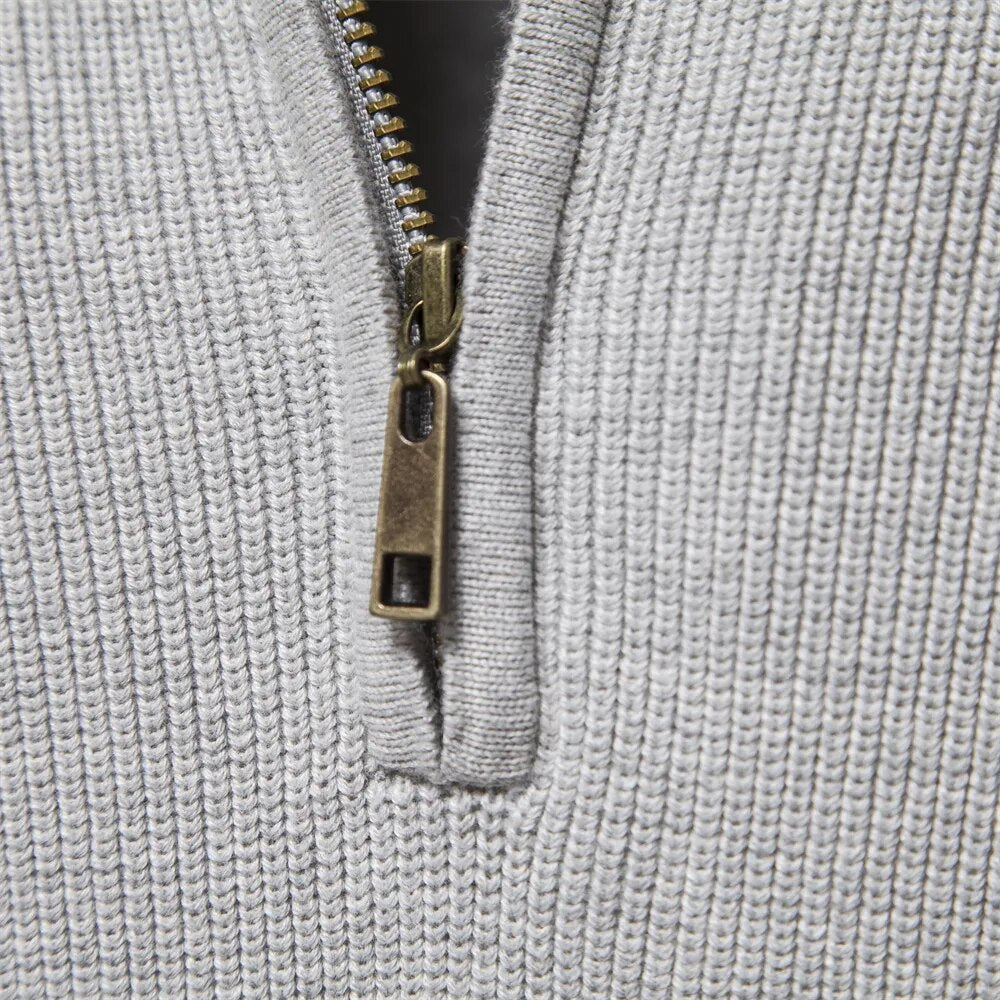 Nate | Pull en coton mélangé à demi-zip classique pour hommes