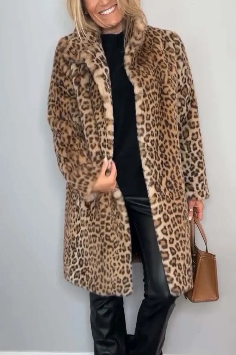 Rochelle | Women’s Leopard Print Faux Fur Coat