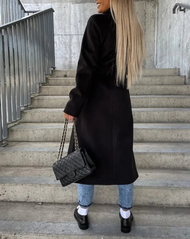 Sharlette | Women’s Long Lapel Button Front Coat