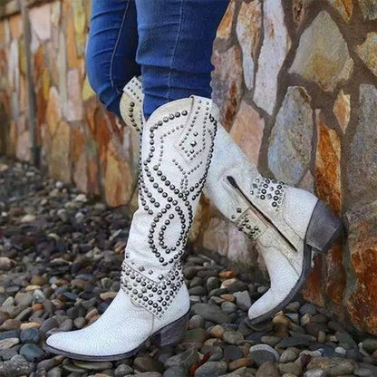 Ornella | Bottes à genoux inspirées de l'ouest pour femmes