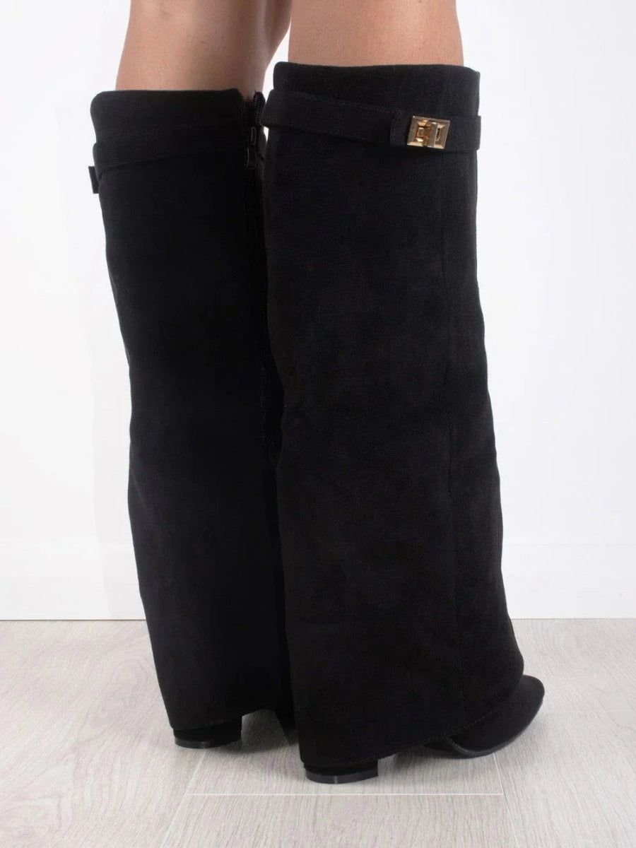 Milly | Women’s Leather Thigh-High Boots with Buckle