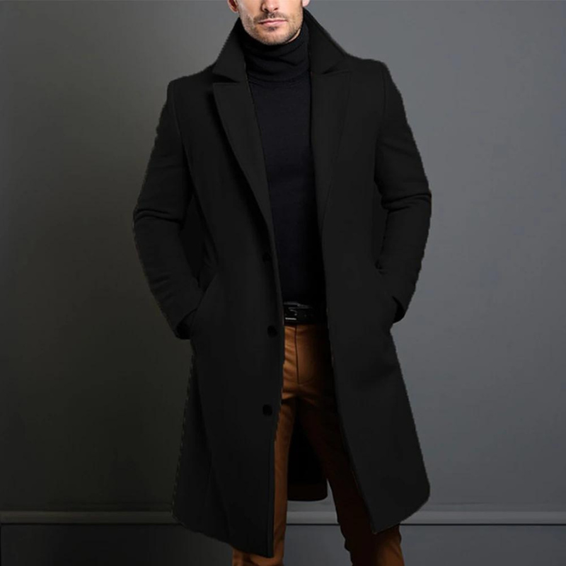Aaron | Men’s Long Wool Coat – Slim Fit