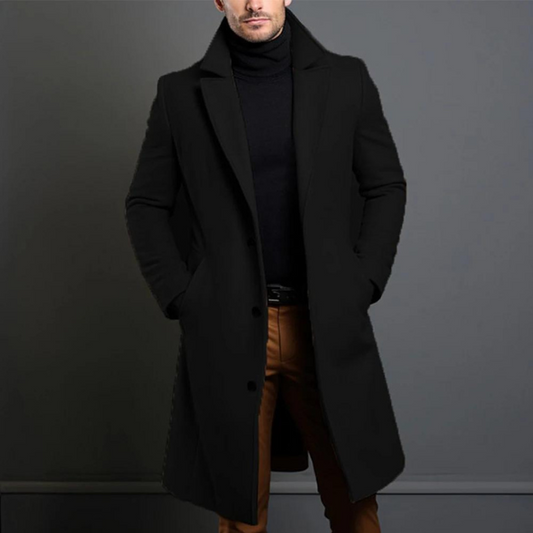 Aaron | Men’s Long Wool Coat – Slim Fit
