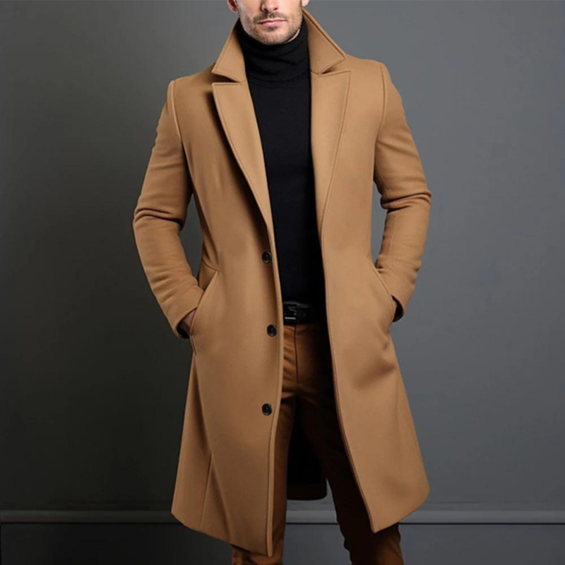 Aaron | Men’s Long Wool Coat – Slim Fit