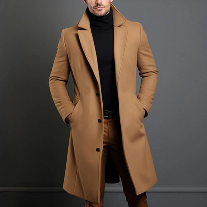 Aaron | Men’s Long Wool Coat – Slim Fit