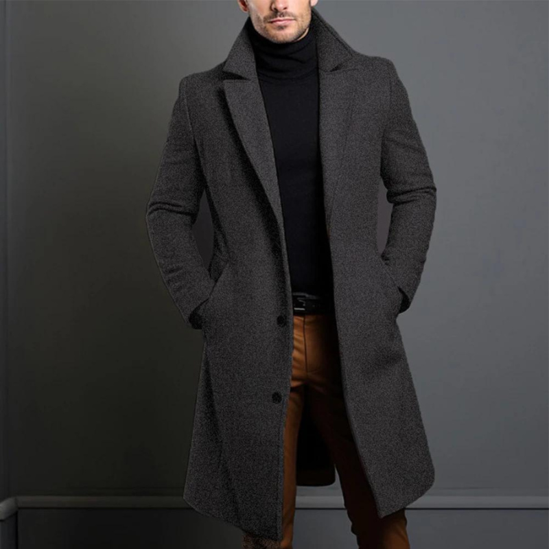Aaron | Men’s Long Wool Coat – Slim Fit