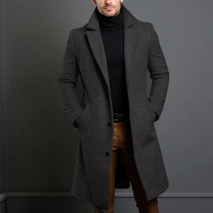 Aaron | Men’s Long Wool Coat – Slim Fit