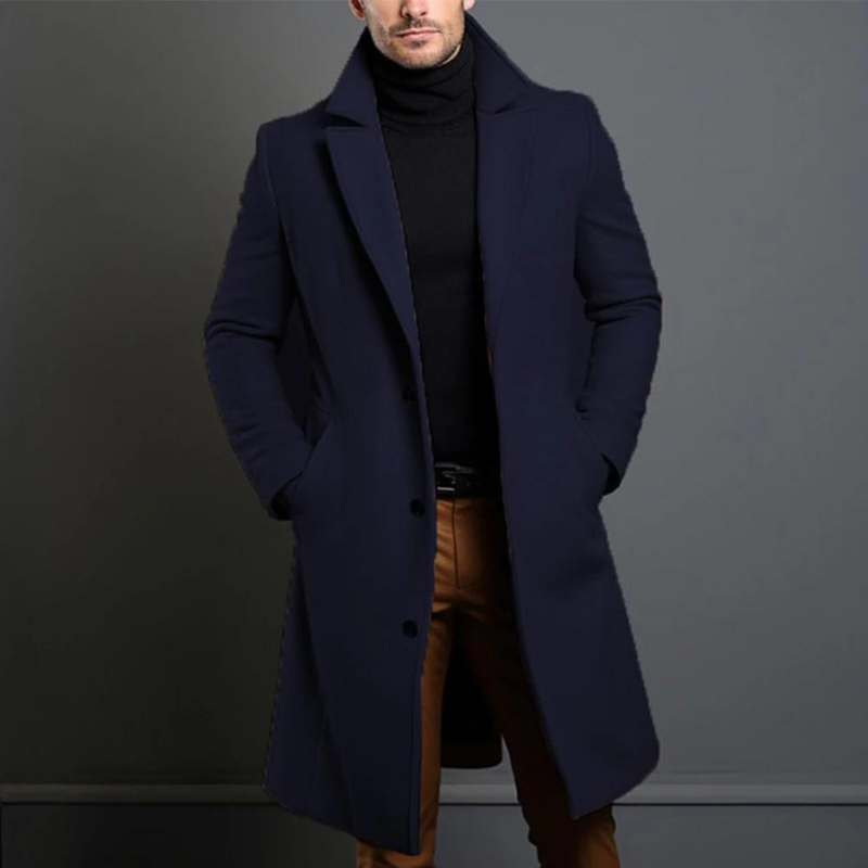 Aaron | Men’s Long Wool Coat – Slim Fit