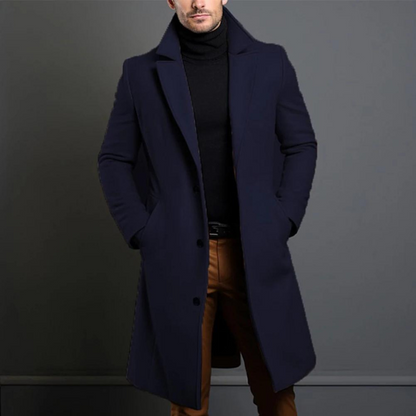 Aaron | Men’s Long Wool Coat – Slim Fit
