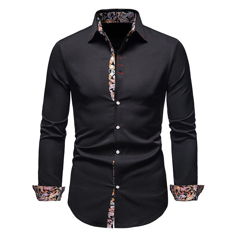 Aless | Men’s White Shirt with Paisley Accents
