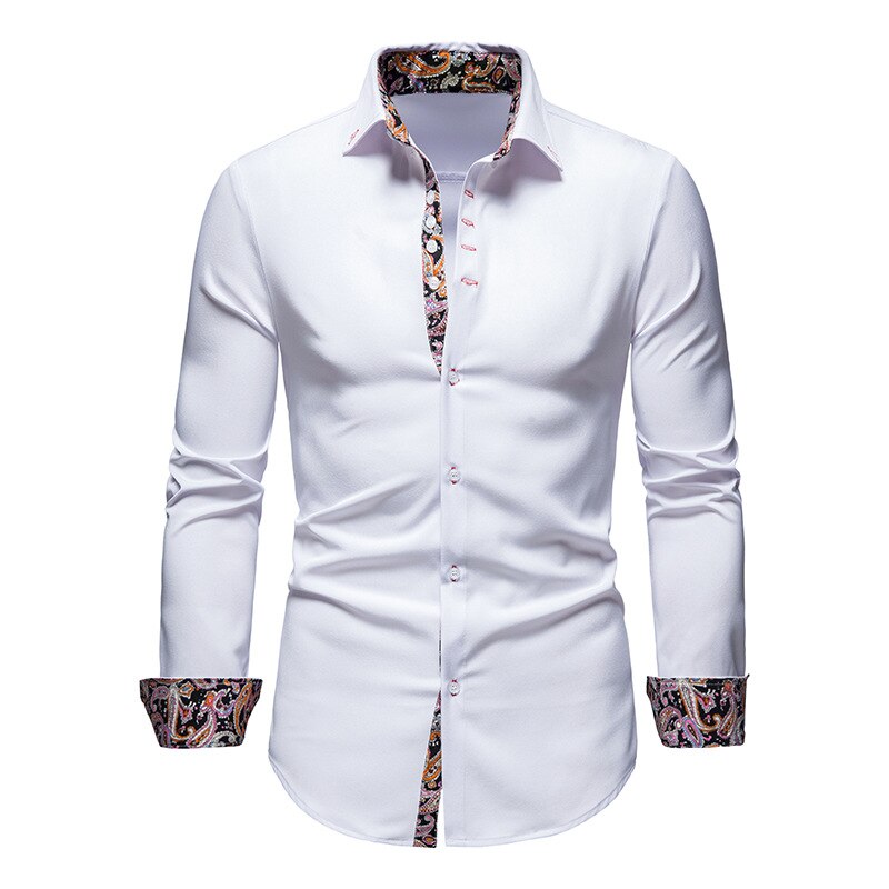 Aless | Men’s White Shirt with Paisley Accents
