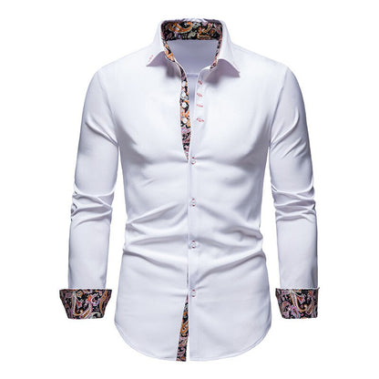 Aless | Men’s White Shirt with Paisley Accents