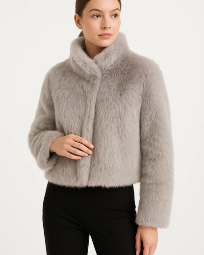 Althea | Women’s Elegant Jacket with Fur Turtleneck