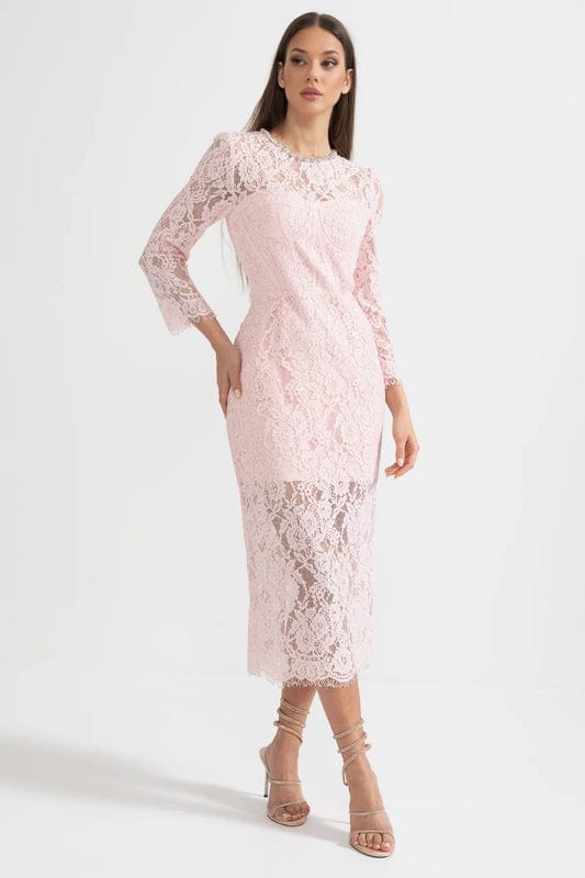 Amarisse | Elegant Lace Maxi Dress in Soft Pink3