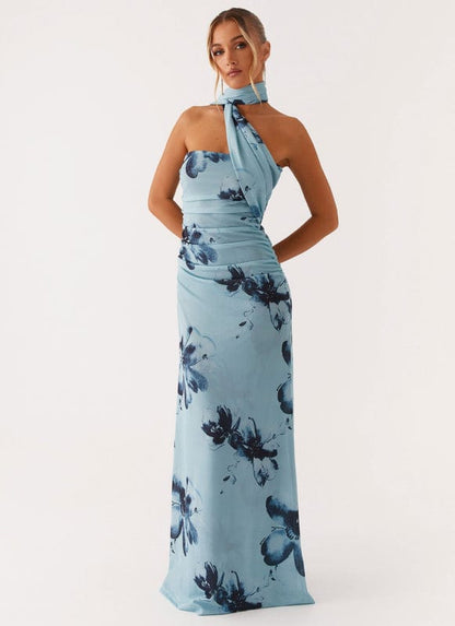 Aveloria | Floral Sleeveless Maxi Dress in Blue-Black5