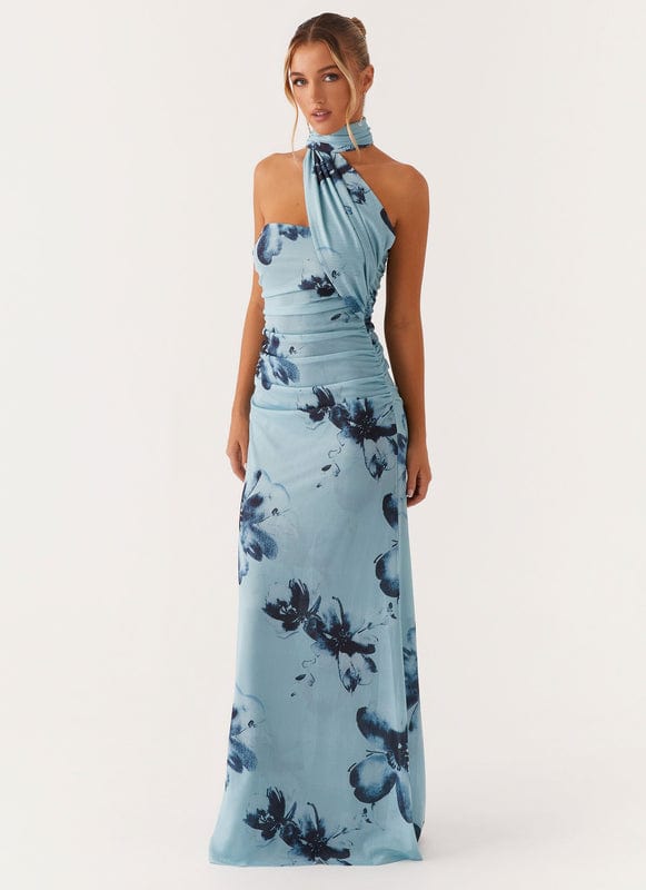 Aveloria | Floral Sleeveless Maxi Dress in Blue-Black6
