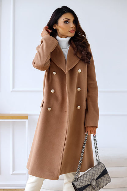 Azora | Women’s Double-Breasted Wool Trench Coat