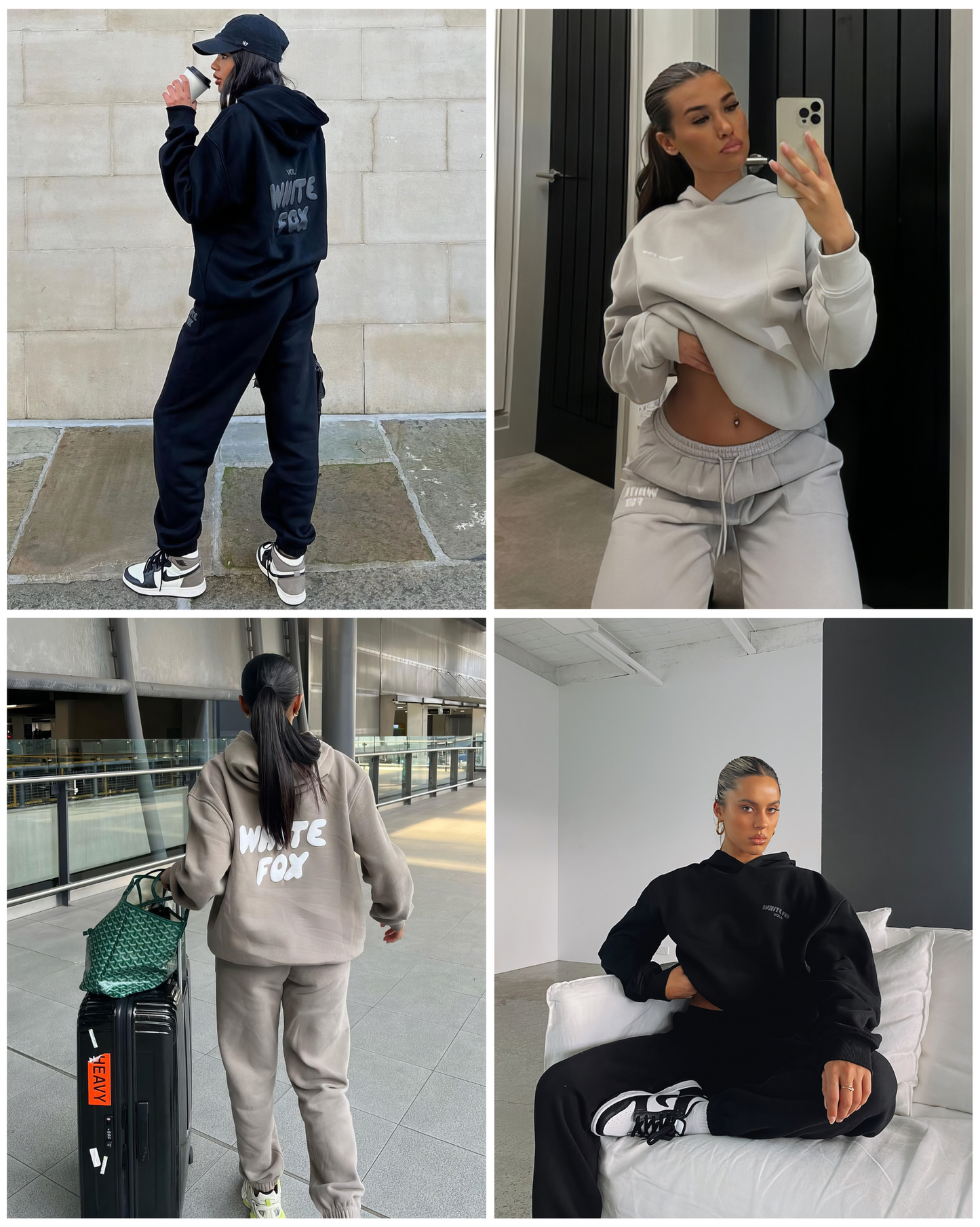 Ensemble WhiteFox – Sweat à capuche et pantalon deux pièces pour femmes