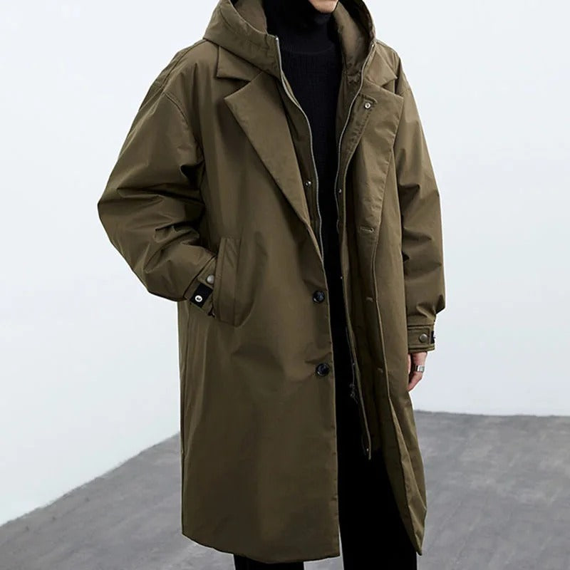 Calderon | Manteau d'hiver long avec capuche pour hommes