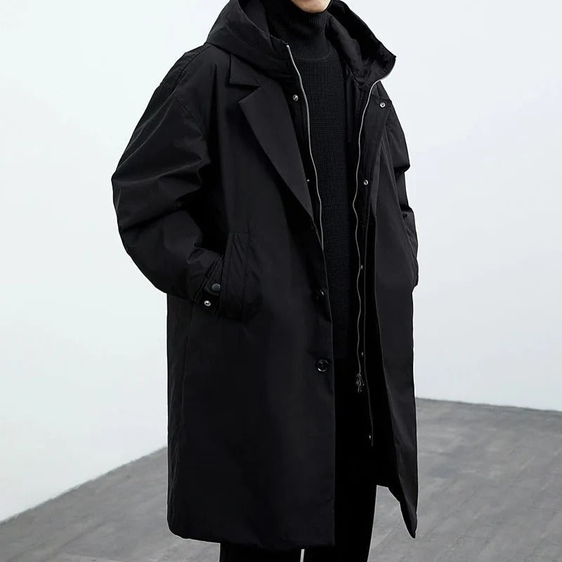 Calderon | Manteau d'hiver long avec capuche pour hommes