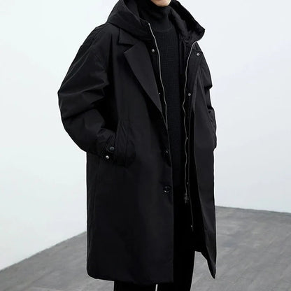 Calderon | Manteau d'hiver long avec capuche pour hommes