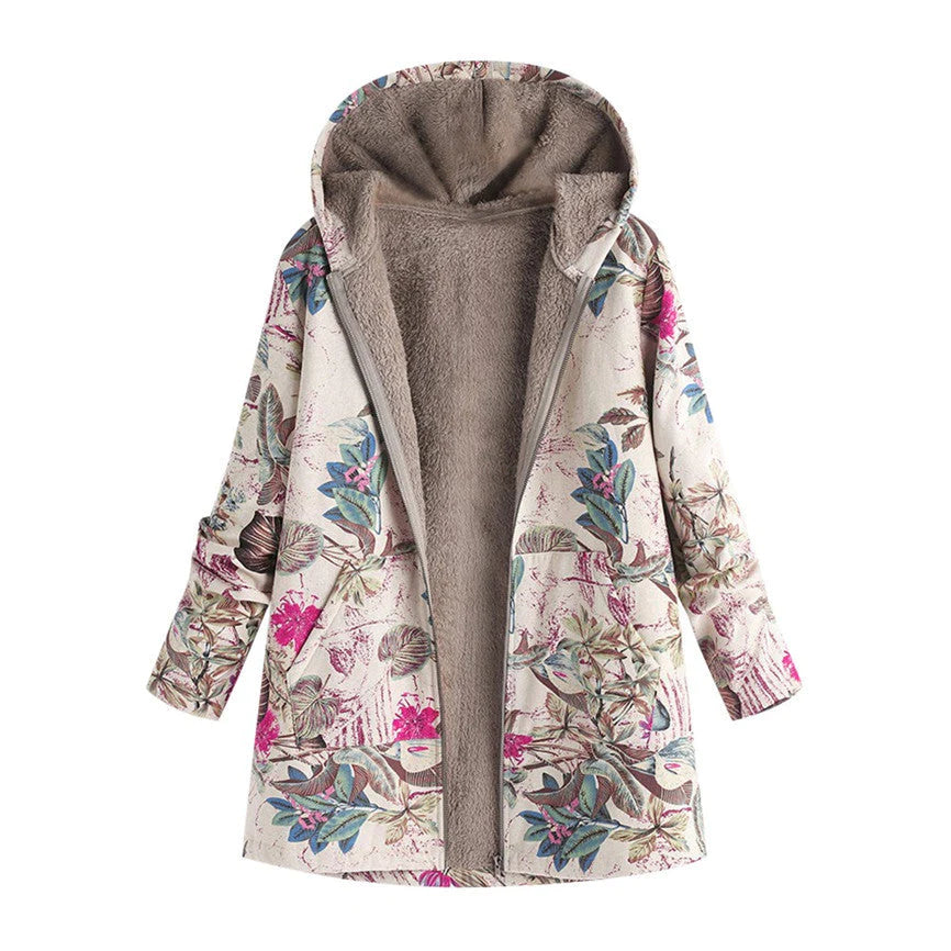 Casandra | Women’s Winter Floral Coat with Hood