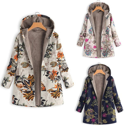 Casandra | Women’s Winter Floral Coat with Hood
