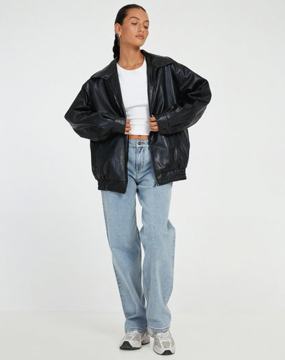 Clarina | Women’s Oversized Leather Jacket with Modern Edge