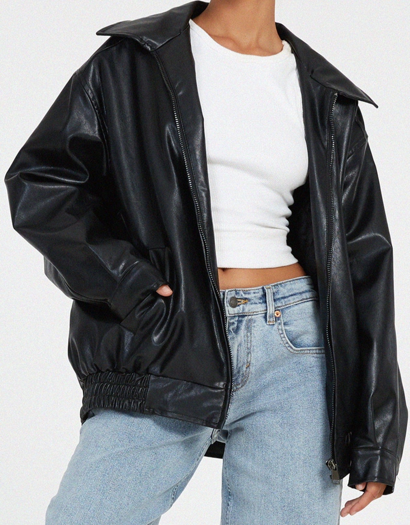 Clarina | Women’s Oversized Leather Jacket with Modern Edge