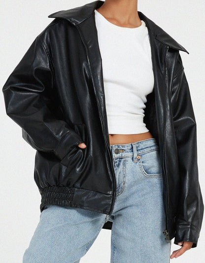 Clarina | Women’s Oversized Leather Jacket with Modern Edge