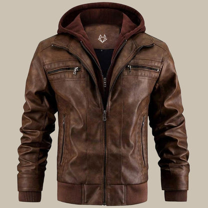 Daan | Veste en cuir à capuche pour hommes