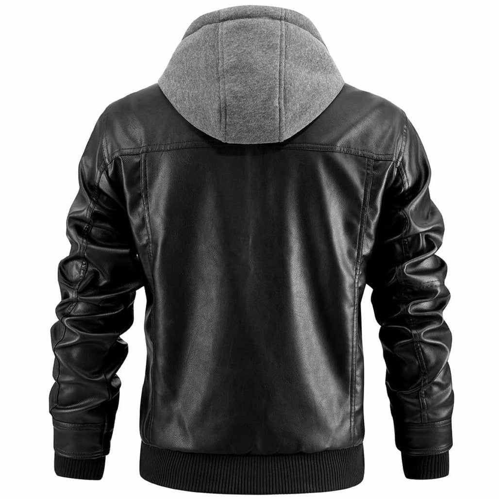 Daan | Veste en cuir à capuche pour hommes