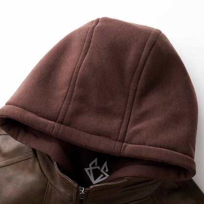 Daan | Veste en cuir à capuche pour hommes