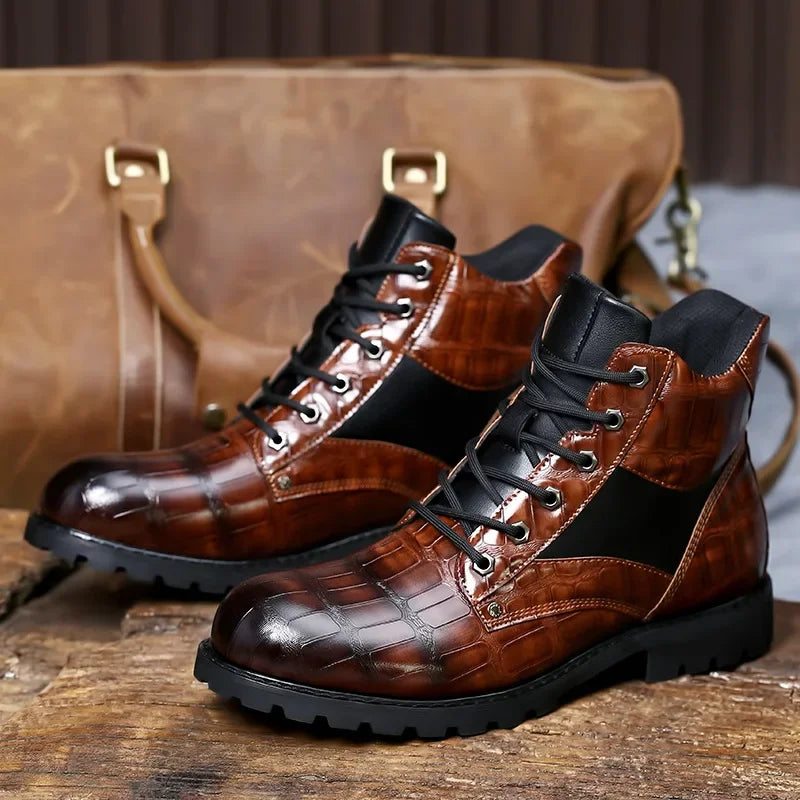 Dan | Bottes en cuir embossé crocodile pour hommes