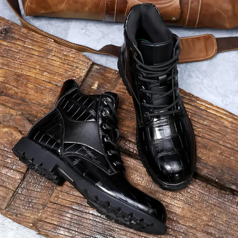 Dan | Bottes en cuir embossé crocodile pour hommes