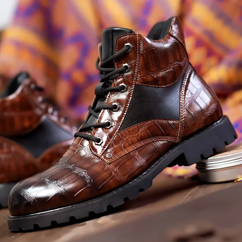 Dan | Bottes en cuir embossé crocodile pour hommes