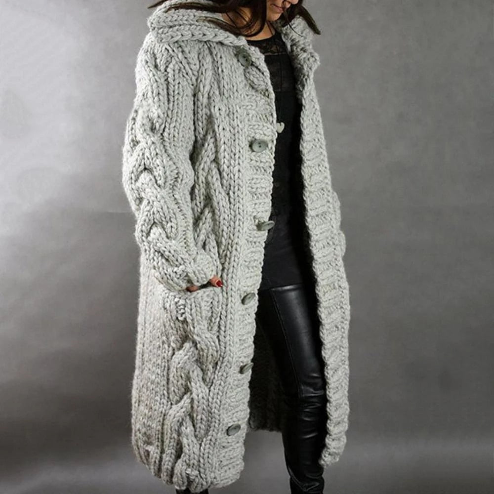 Dayanara | Cardigan boutonné en tricot torsadé surdimensionné pour femme