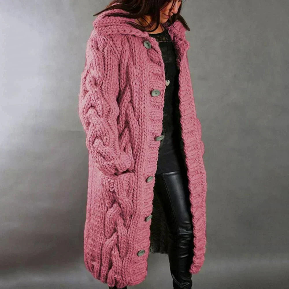 Dayanara | Cardigan boutonné en tricot torsadé surdimensionné pour femme