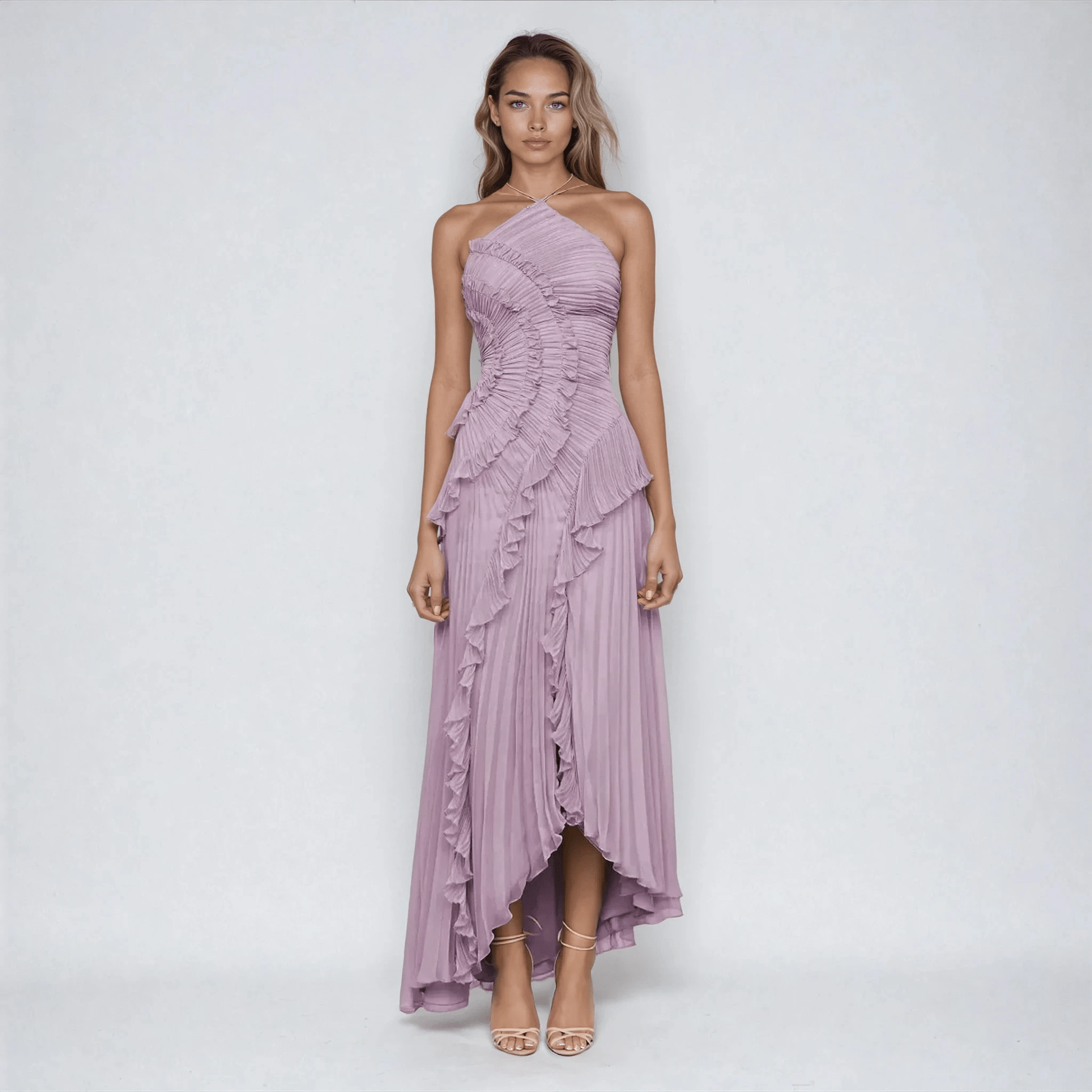 Elaria | Halter Maxi Dress in Soft Purple1
