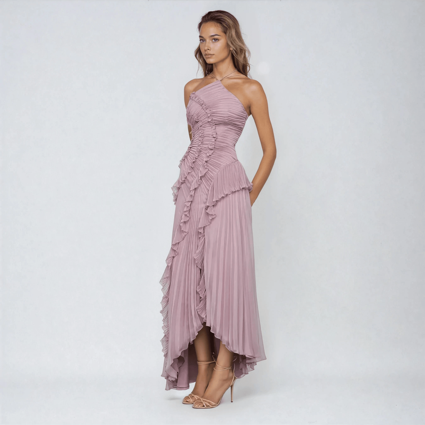 Elaria | Halter Maxi Dress in Soft Purple2