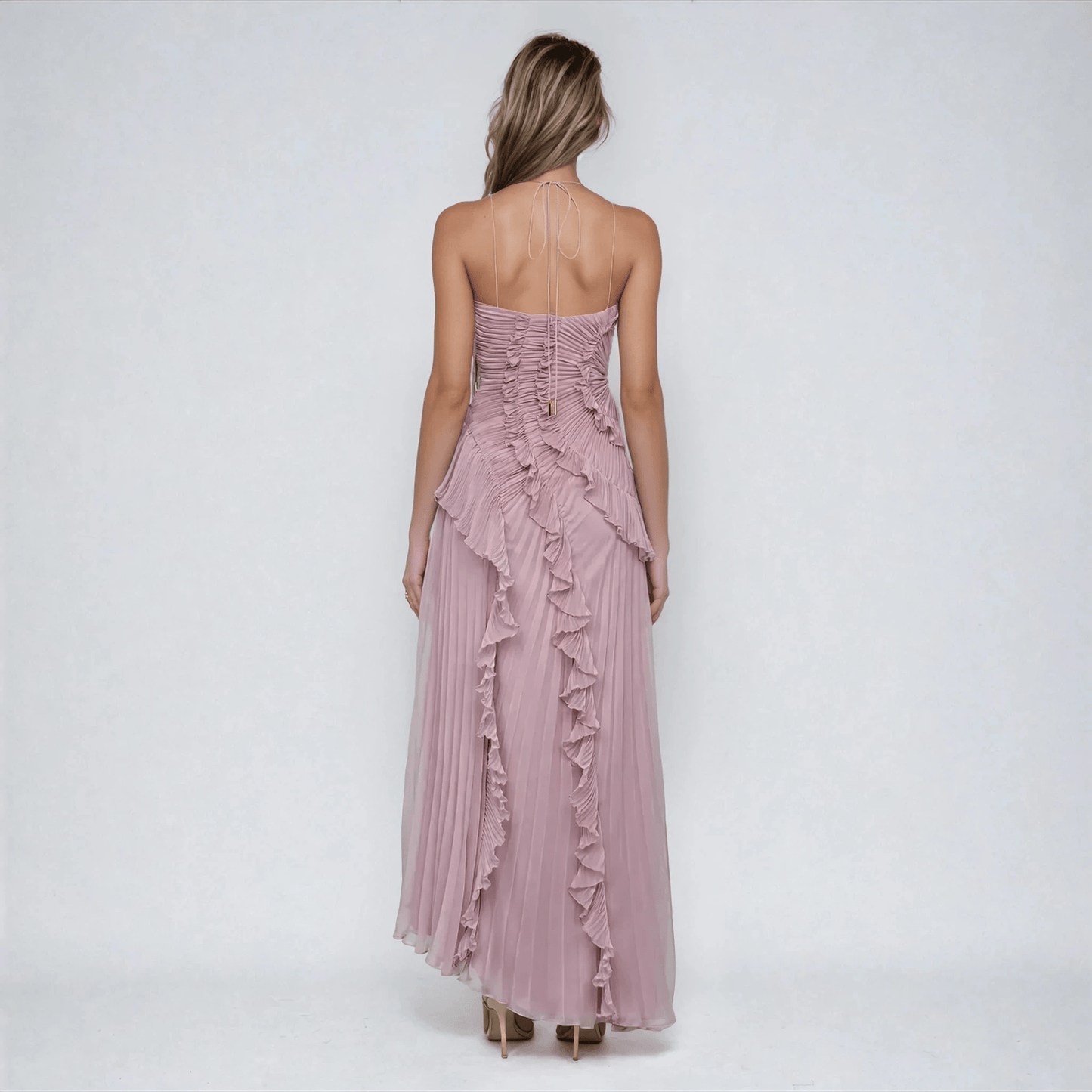 Elaria | Halter Maxi Dress in Soft Purple3