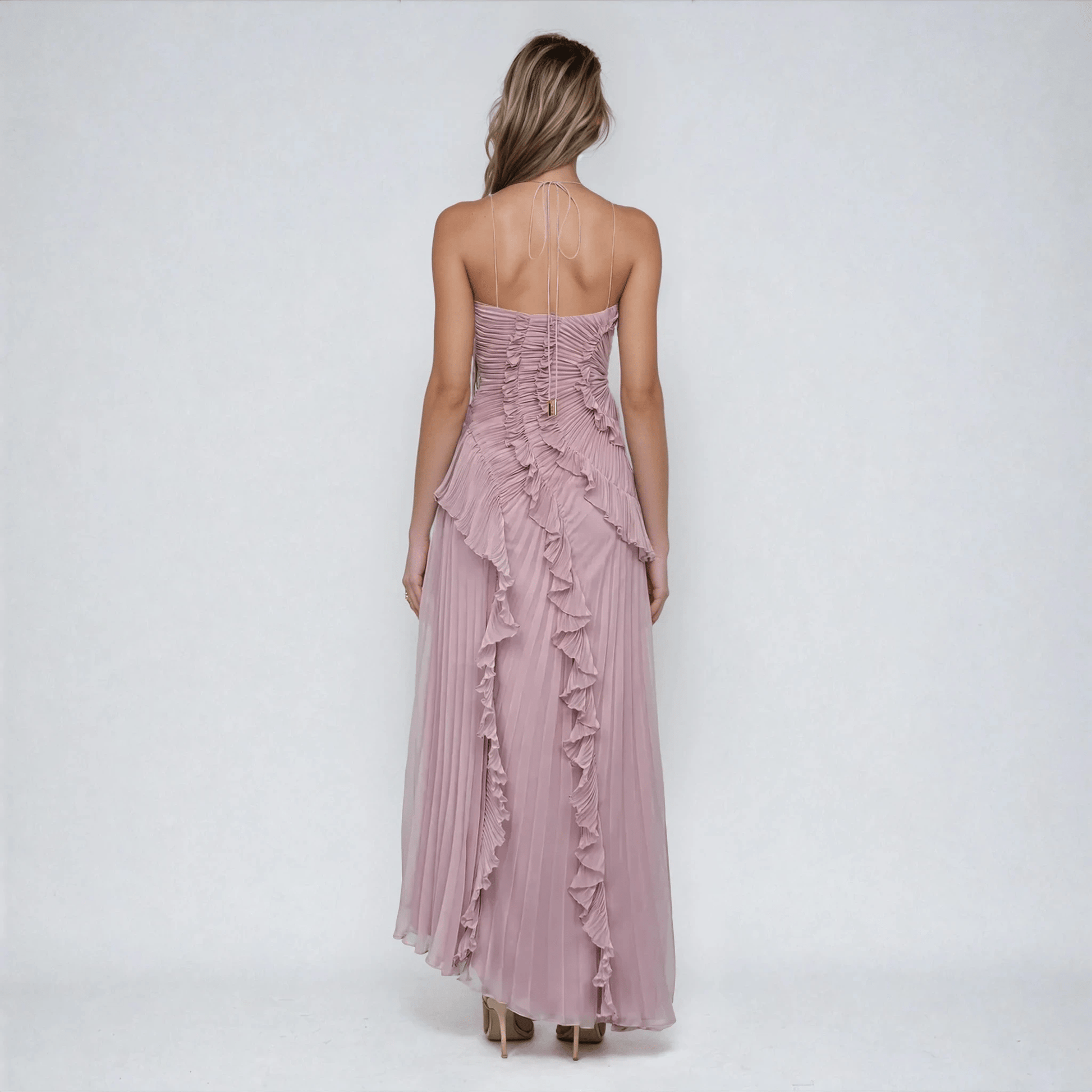 Elaria | Halter Maxi Dress in Soft Purple3